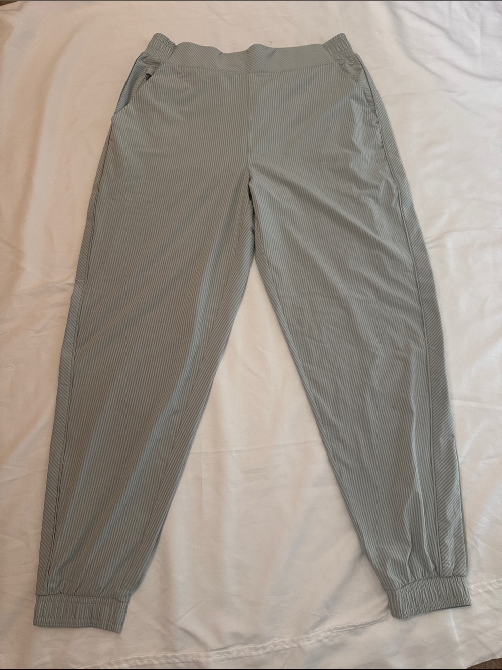 Athleta Casual Elastic Waist Grey Pinstripe joggers Pants